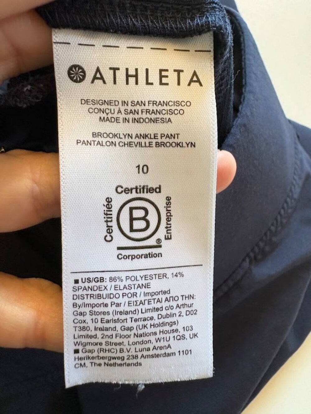 Athleta Brooklyn Mid Rise Ankle Trouser Pants NavyBlue Lightweight Packable - Picture 11 of 13